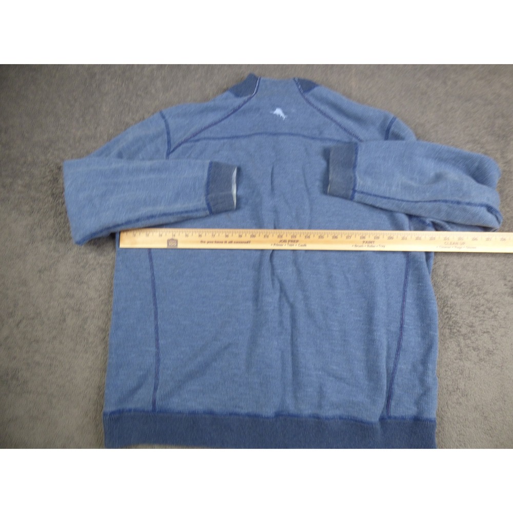 Tommy Bahama Mens Blue Marled Quarter Zip Pullover Sweater Marlin Logo XL - Picture 7 of 7